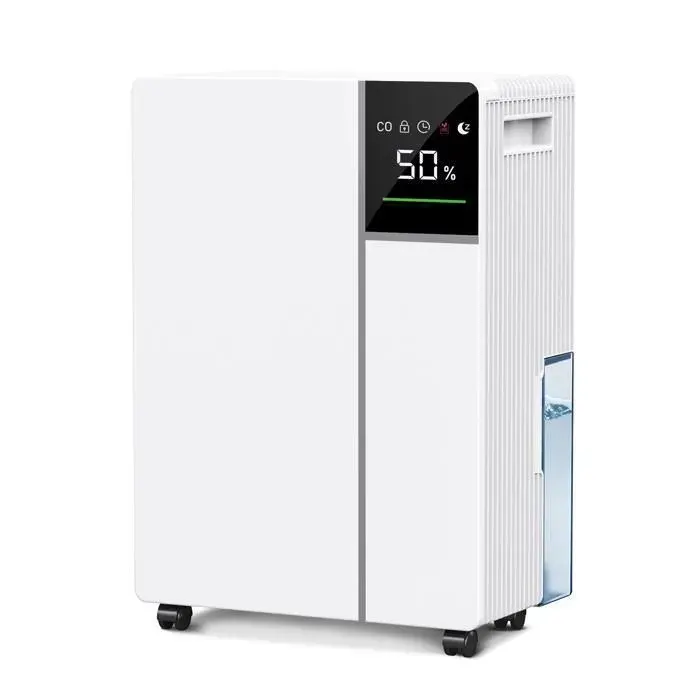 Déshumidificateur électrique sur roulettes 16 litres réservoir deau grande capacité de 2 litres 29x17x41 cm blanc — coloris Blanche