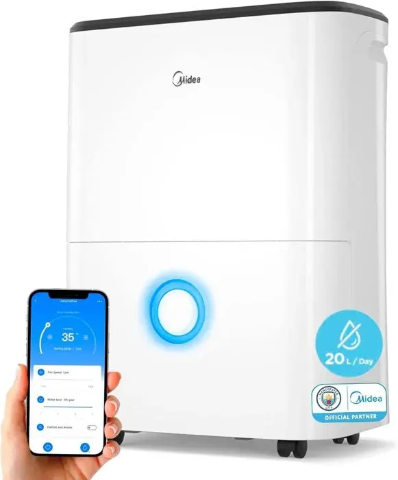 Déshumidificateur - MIDEA - Mod.MDDF-20DEN7-QA3 - 20 L - Silencieux 41 dB - Programmable 24 h