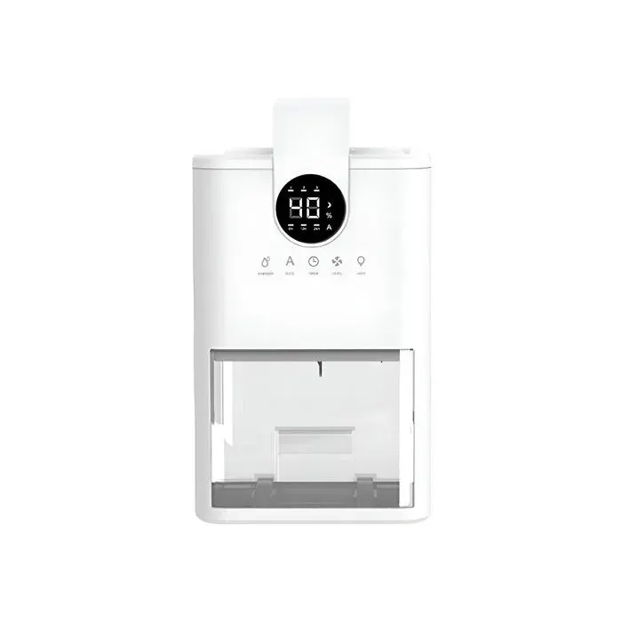 Déshumidificateur portable écran LED réservoir deau de 1 L minuterie à 3 niveaux éclairage LED adapté à une pièce de 10 m²