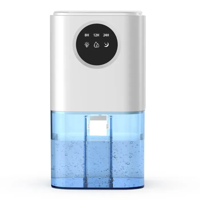 Déshumidificateur pour salle de bain et chambre avec arrêt automatique minuterie de dégivrage mode veille et LED 7 couleurs.