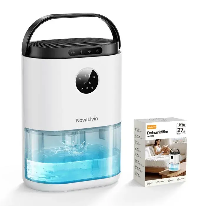 Déshumidificateur Premium 1000ml/jour Double Technologie 3 Modes Veilleuse LED & Minuterie 48h--Blanc w DESHUMIDIFICATEUR D AIR