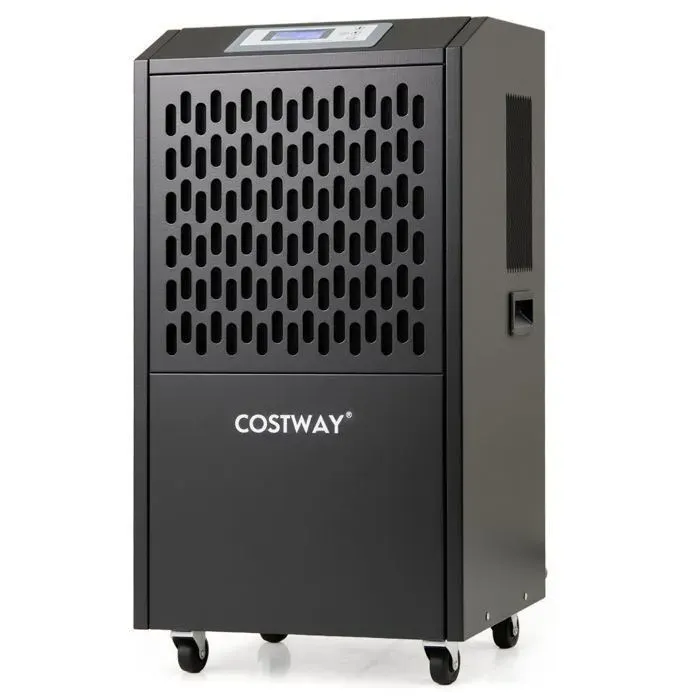 Déshumidificateur Professionnel COSTWAY-118 L-Minuterie 24 H-Couverture Max 790 M²-Dégivrage-Auto-drainage-Panneau de Commande-Noir