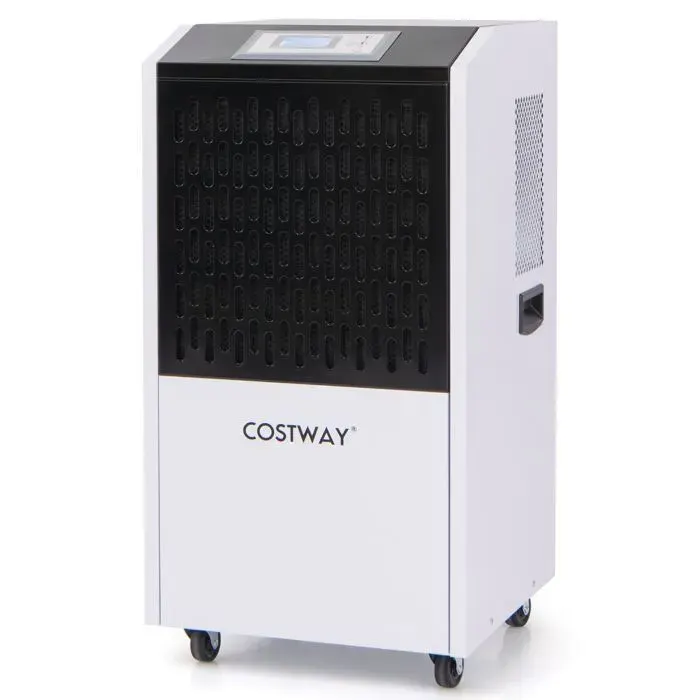 Déshumidificateur Professionnel COSTWAY-118 L-Minuterie 24 H-Couverture Max 790M²-Dégivrage-Auto-drainage-Panneau de Commande-Blanc