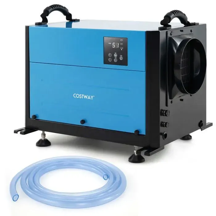 Déshumidificateur Professionnel COSTWAY-585 L/Jour-3 Modes-Minuterie 24 H-Démarrage Différé-Jusquà 80 m²-Dégivrage Auto-Bleu