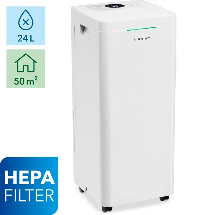 Déshumidificateur-purificateur dair TROTEC TTK 64 HEPA - 24 l/jour - 2 vitesses - pour pièces de 50 m²