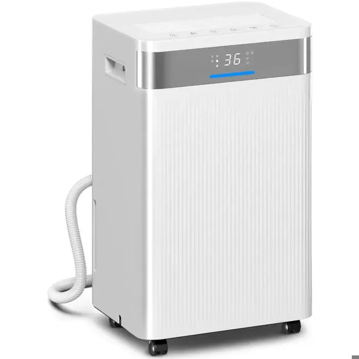 Déshumidificateur réservoir de 45 litres minuterie 24 heures affichage LED plastique blanc