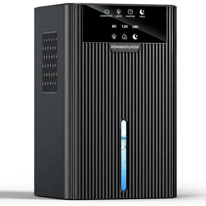 Déshumidificateur Silencieux Semi-Conducteur 450ml/jour 2.2L Réservoir 32-40dB Minuterie 24h – Noir