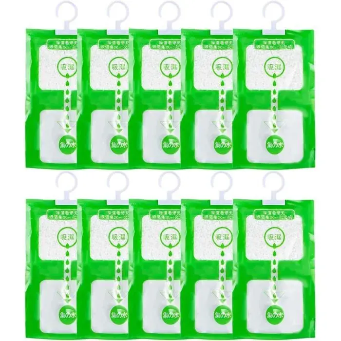 Déshumidificateur - TRAHOO - 10 Pcs - Absorption rapide - Respectueux de lenvironnement - Crochets amovibles