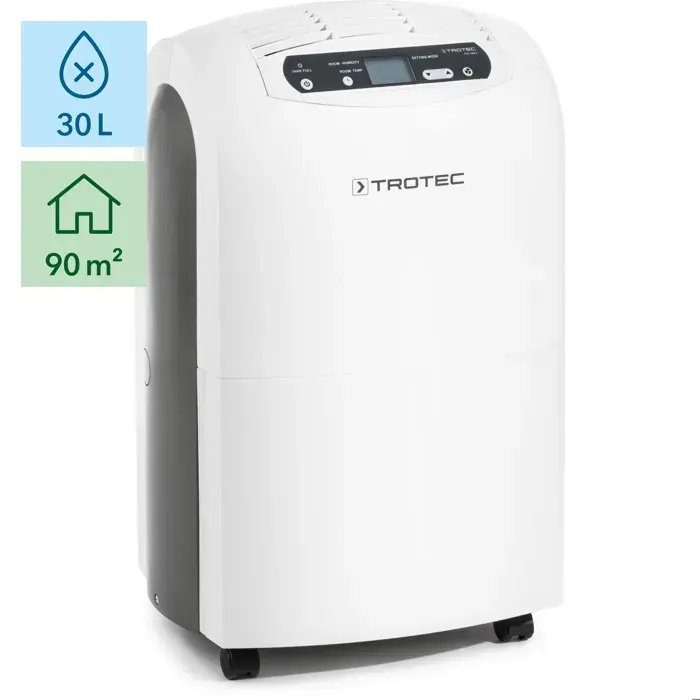 Déshumidificateur TROTEC TTK 100 E - 30 l/jour - 2 vitesses - débit dair 215 m³/h