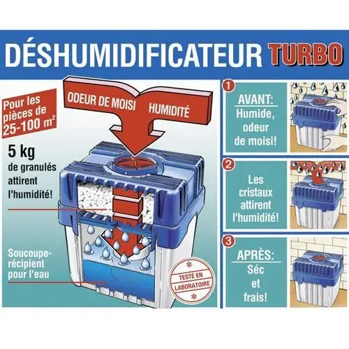 Déshumidificateur - WENKO - 5kg - Protège murs et meubles - Ecologique