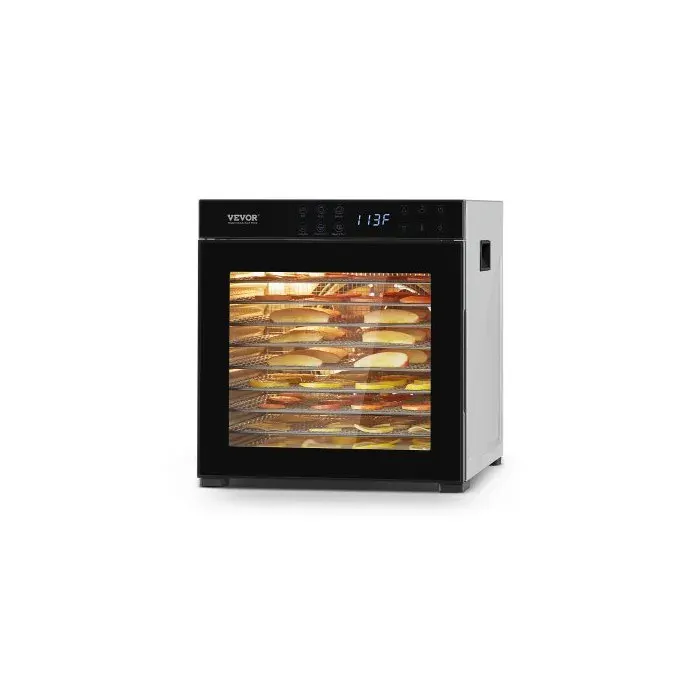 Déshydrateur alimentaire 10 plateaux en acier inox séchoir électrique aliments 1000 W température réglable minuterie 24 h