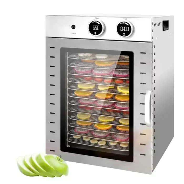 Déshydrateur Alimentaire 12 Plateaux en Inox Déshydrateur 1000W avec Minuterie 24H Température Réglable pour Jerky Fruits Herbes