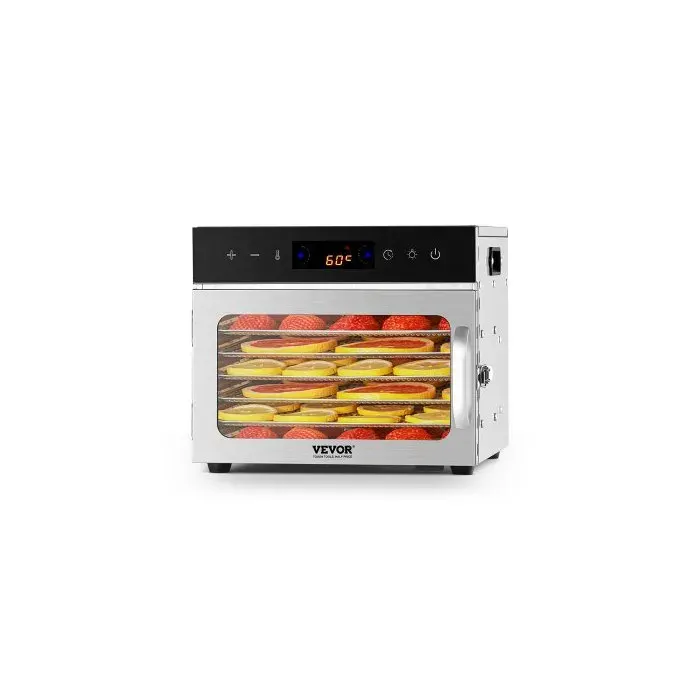 Déshydrateur alimentaire 6 plateaux en acier inox séchoir électrique aliments 400 W température réglable minuterie 24 h