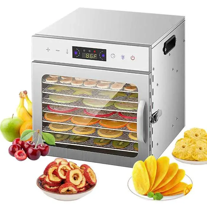 Déshydrateur Alimentaire - 8 plateaux - 400W - Minuterie 24H - Température réglable(35~90℃) - Écran tactile - Séchoir à fruits