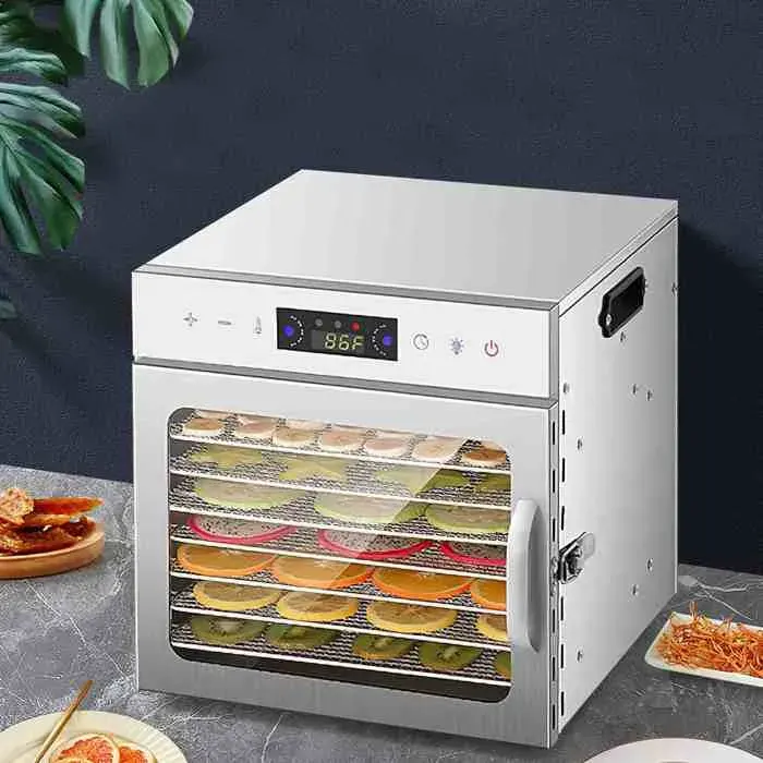 Déshydrateur Alimentaire 8 plateaux - 400W - Minuterie 24H - Température réglable(35~90℃) - Écran tactile - Séchoir à fruits-Argent