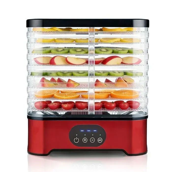 Déshydrateur alimentaire 8 plateaux transparent – Séchoir à fruits et légumes 350W – Température réglable 35-70°C – Minuterie 72h