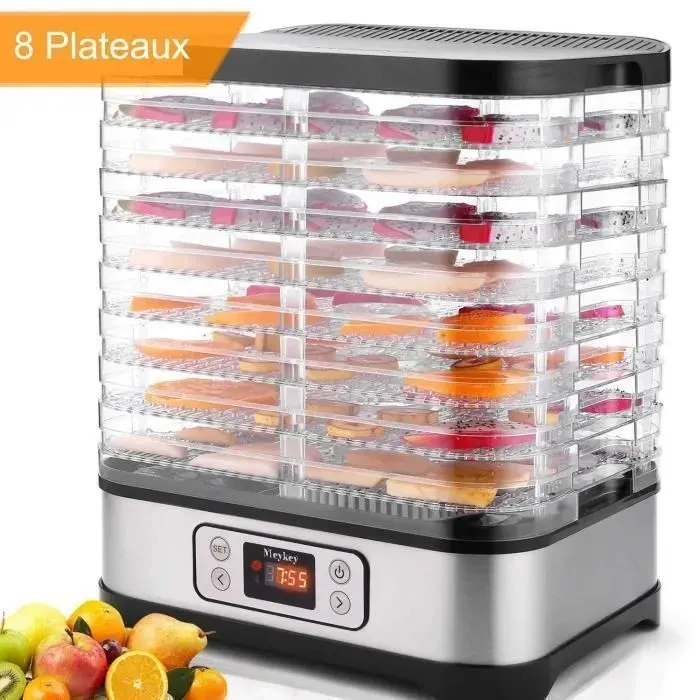 Déshydrateur Alimentaire -CAROMA-Deshydrateur champignons8 plateaux 400W Minuterie 72H Deshydrateur Alimentaire Température 35-70°C