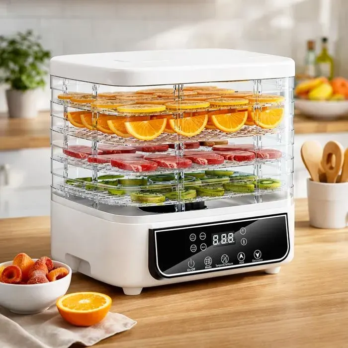 Déshydrateur Alimentaire Déshydrateur À 5 Plateaux Réglables En Hauteur Contrôle De Température De 35 À 70°C Et Minuterie De 72 H