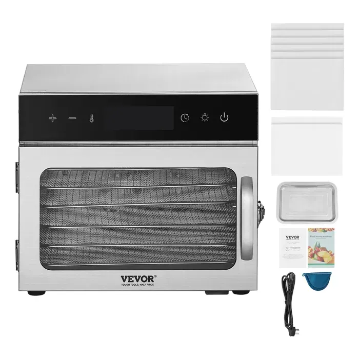 Déshydrateur Alimentaire - DUOKU - H6 - 6 Plateaux en Acier Inoxydable - 400W - Température Réglable