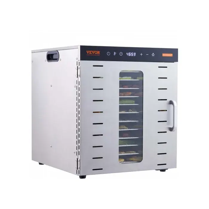 Déshydrateur Alimentaire Électrique 10 Plateaux Inox 1 kW Déshydrateur de Fruits et Légumes Température Réglable 30-90 ℃