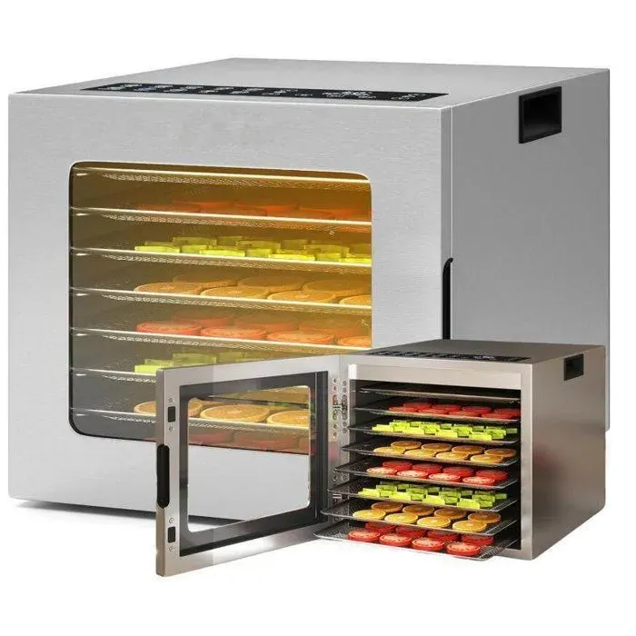 Déshydrateur Alimentaire - RELAX4LIFE - en Acier Inoxydable - 8 Plateaux - 850W - Température Réglable 35-75℃ - Minuterie 48H