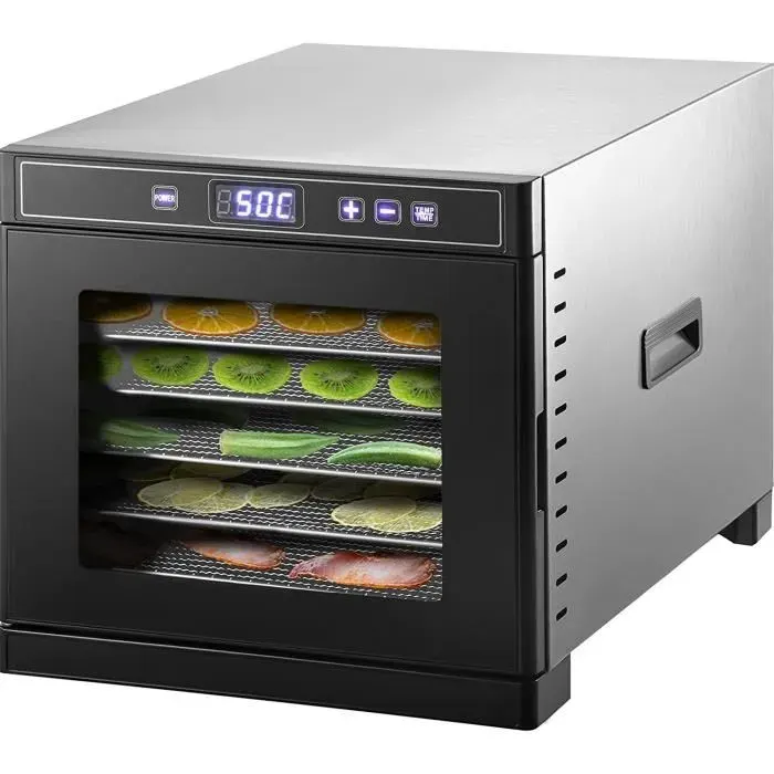 Déshydrateur Alimentaire - VEVOR - 6 Plateaux - Acier Inoxydable - Écran Tactile - 30x33 cm