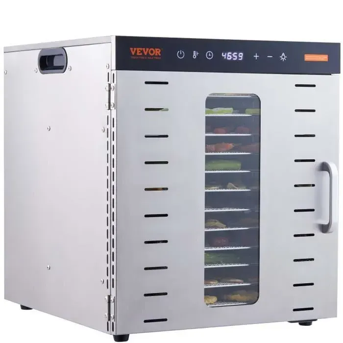 Déshydrateur Alimentaire - VEVOR - SS-10X - 10 plateaux - Inox - 1000 W - 30–90 °C