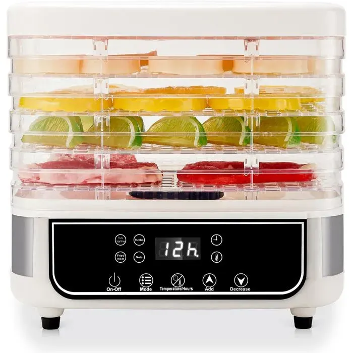 Déshydrateur Automatique Intelligent À 5 Couches Avec Minuterie De 72 Heures Température Réglable De 35 À 70 °C Et Affichage Led P