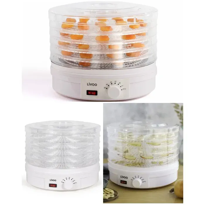 Déshydrateur - LIVOO - 5 plateaux - 245W - Thermostat réglable - Blanc