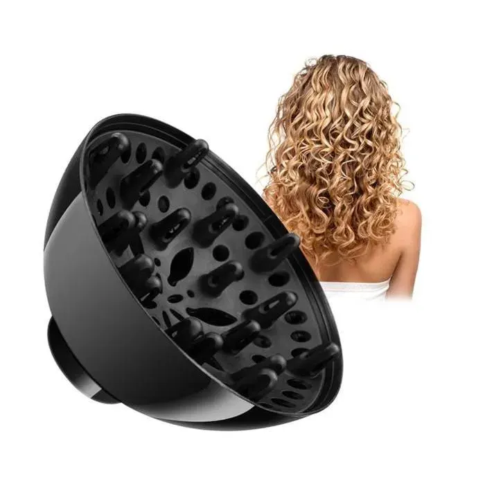 Diffuseur de Cheveux Universel diffuseur cheveux bouclésNoir Diffuseur seche cheveuxPour sèche-Cheveux Adaptable mu SECHE-CHEVEUX