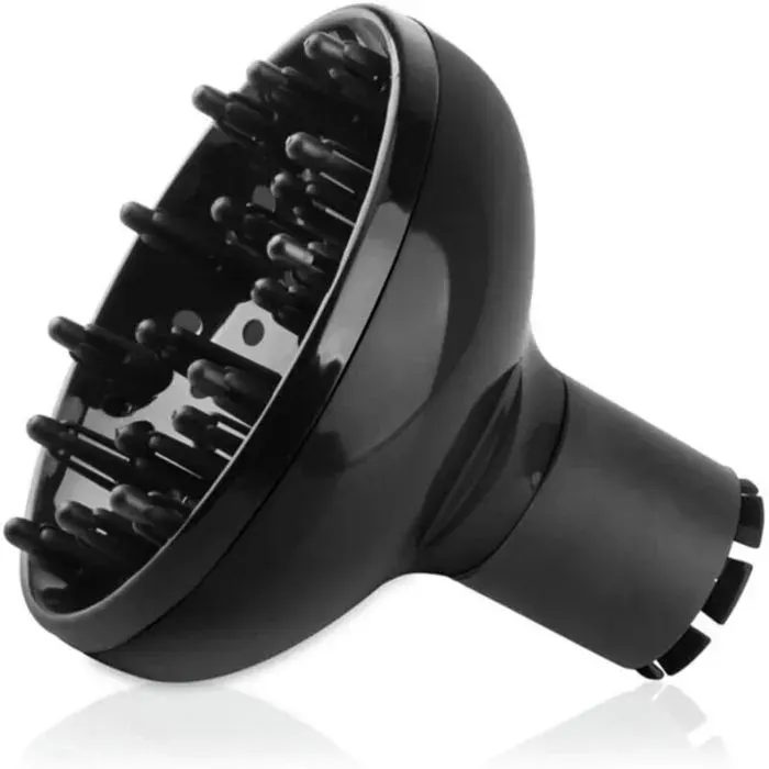 Diffuseur de sèche-cheveux universel – Buse professionnelle anti-frisottis – Pour cheveux bouclés ondulés et lisses – Noir
