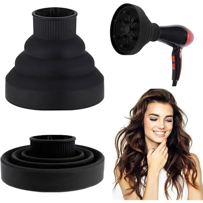 Diffuseur Sèche-Cheveux Universel Embout Diffuseur Boucles en Silicone Pliable Portable pour Sèche-Cheveux Voyage