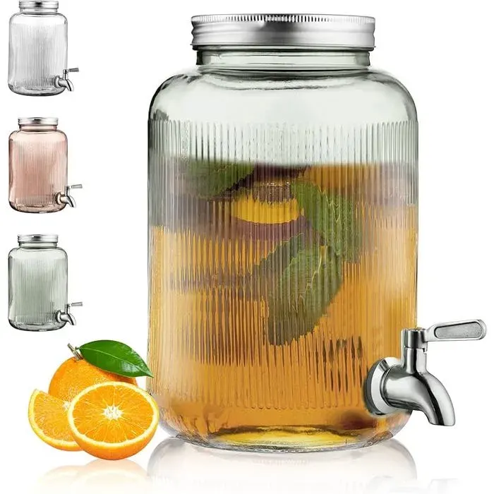 distributeur boisson en verre réfrigérateur 4L avec robinet étanche en acier inoxydable distributeur de jus 3. Vert