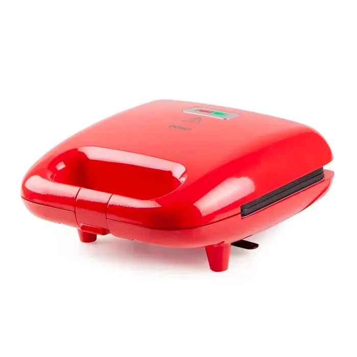 DO9242W Snackmaker 5-en-1 – Croque Monsieur – Gaufrier – Donut Maker – Formes d’Animaux – Gaufres sur Bâtonnet – Rouge