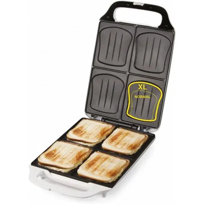DOMO DO9064C Croque Monsieur XXL 4 Grands Croques 1800W Revêtement Antiadhésif Témoins Lumineux Blanc