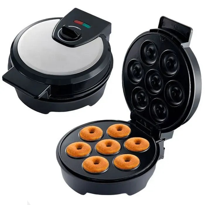 Donut maker - TepidBee - 1 200 W 7 trous Chauffage double face Antiadhésif physique Pour la préparation de diverses pâtisseries — coloris Noir