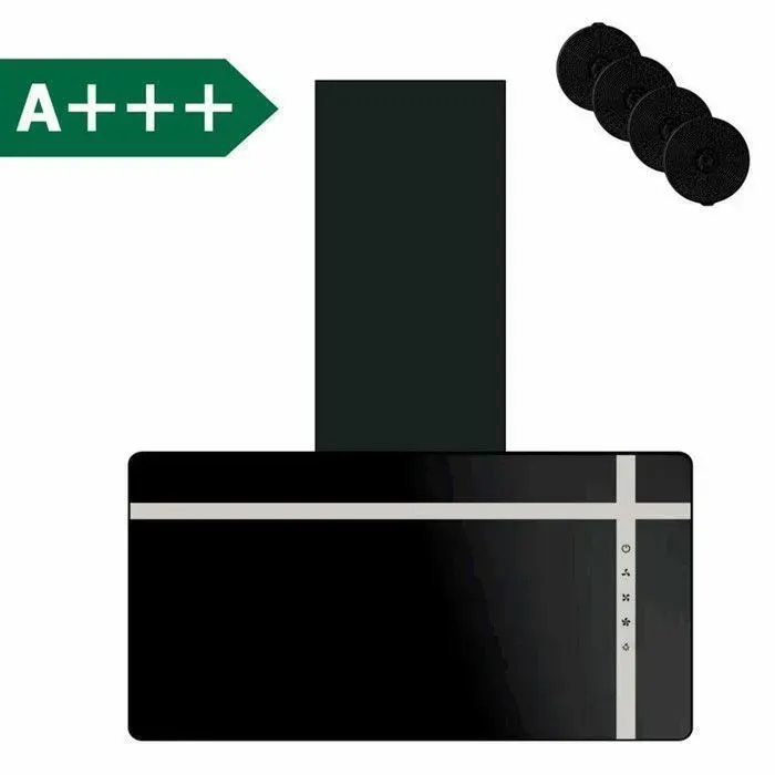 DOPURE Hotte aspirante 60 cm-recirculation et évacuation-380 m³/h-3 Vitesses-4*Filtre à charbon-Noir-écran tactile-A+++