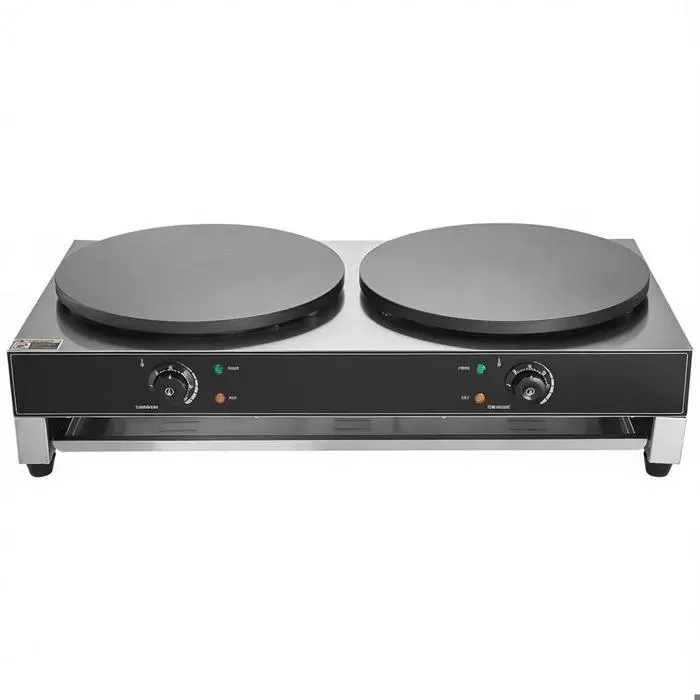 Double plaque 40 cm crêpière électrique commerciale 6000 W machine à crêpes inox antiadhésive à température réglable