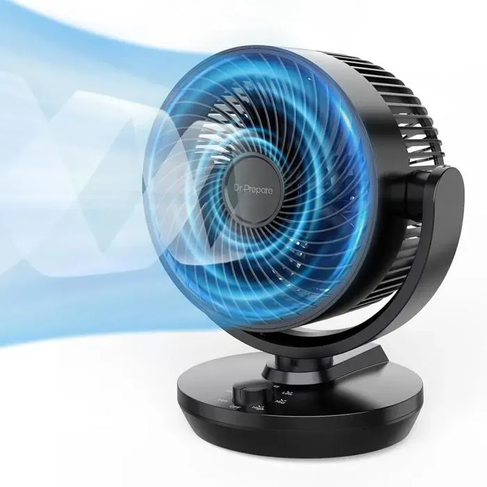 DR.PREPARE Ventilateur Silencieux de Table 8 Inch Ventilateur Portable de Circulation Dair avec 3 Vitesses Refroidissement Effi