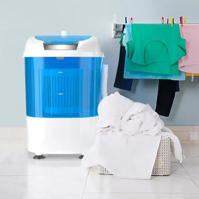 DREAMADE Mini Machine à Laver avec Essoreuse Mini Lave-Linge Semi Automatique à Cuve Unique Charge 25KG 36X34X51CM Bleu