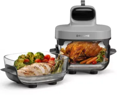Dreame - Friteuse Sans Huile Tasti™,Gris, 5 En 1, 2 Récipients: 2,5l Et 4,5l, 1500w