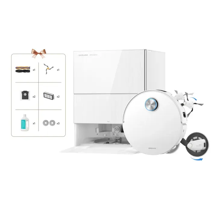 Dreame X60 Pro Ultra Complete Blanc - Robot Aspirateur Laveur avec Bras UltraExtend aspiration 42 000Pa Lavage Serpillières 100 °C