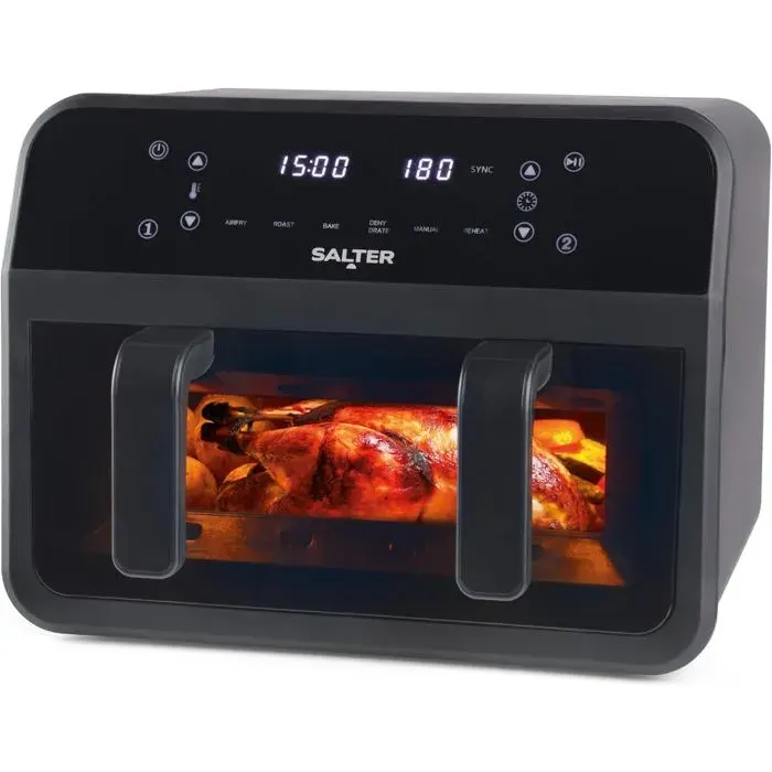 Dual View Air Fryer 7 L 2300 W Séparateur Amovible Fenêtre De Visualisation Écran LED 6 Fonctions Friteuse Sans Huile