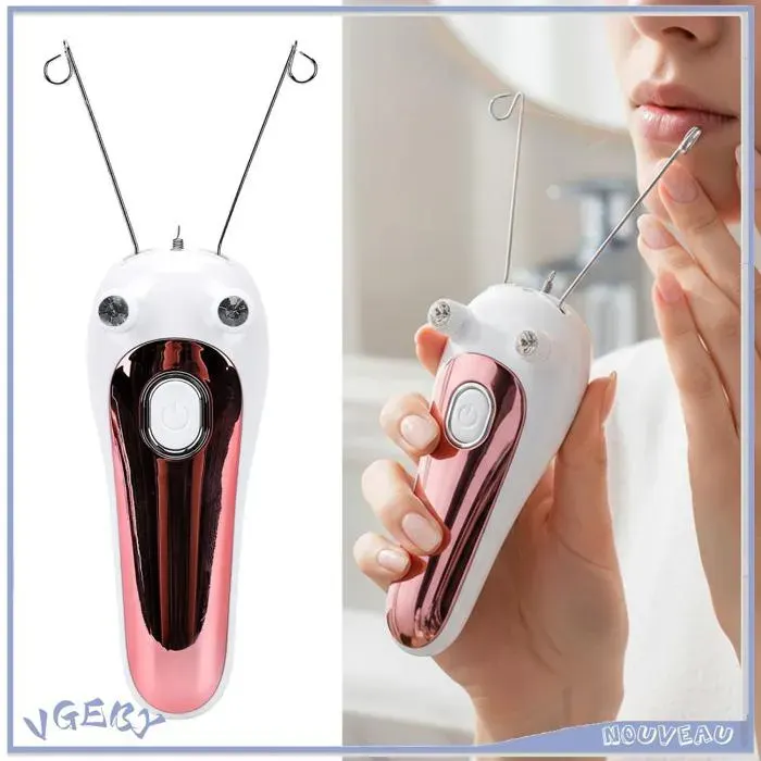 Duokon Épilateur à fil de coton Épilateur électrique filetage Machine dépilation USB Kit denfilage de sourcils parfum cire Rose