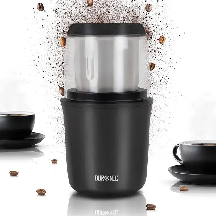 Duronic CG250 Moulin à café électrique de 250W Meule de 75 g 8 à 12 tasses Lames en acier inoxydable Pour un cappuccino latte