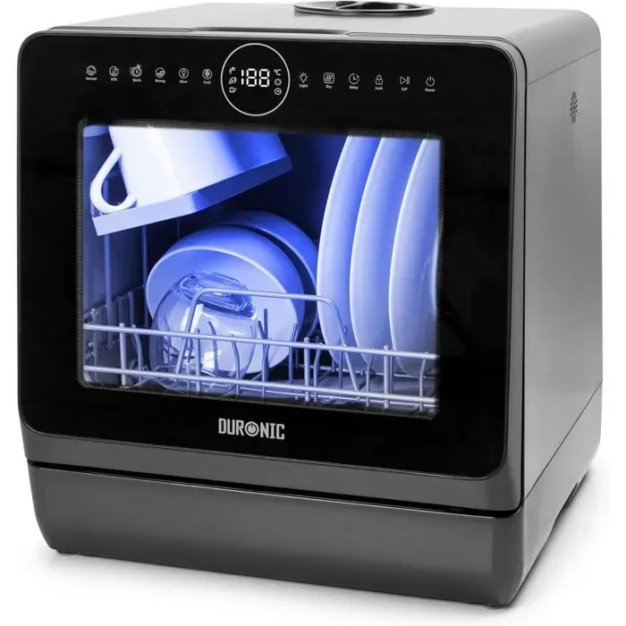 Duronic DW5 BK Lave-vaisselle de table 950W lave vaisselle posable portable compact gain de place pour petite cuisine 6 programmes d