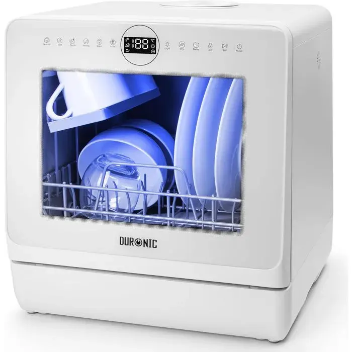 Duronic DW5 WE Lave-vaisselle de table 950W lave vaisselle posable portable compact gain de place pour petite cuisine 6 programmes d