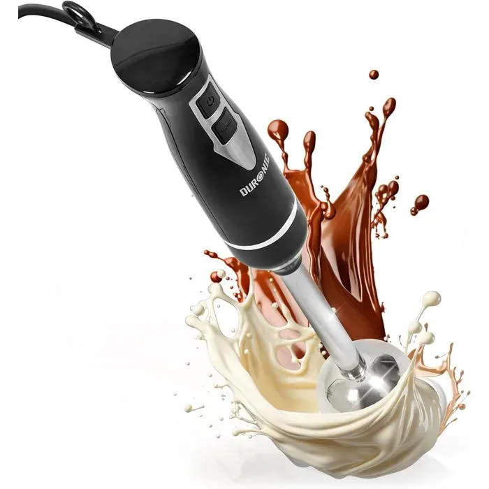 Duronic HB35B Mixeur plongeant à main 350W 2 Réglages de Vitesses 2 lames en acier inoxydable Axe en inox Résiste à la
