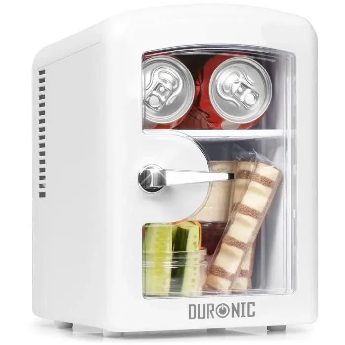 Duronic MFW4 WE Mini réfrigérateur 42W 4 litres Jusquà 6 cannettes Glacière pour snacks boisson lait maternel cosmétique médicament