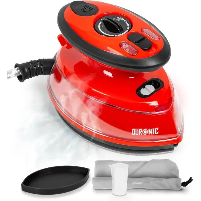 Duronic SI3 RD Fer à repasser à vapeur de voyage 400W Léger et compact 495g Idéal pour les déplacements Convient pour crafts et
